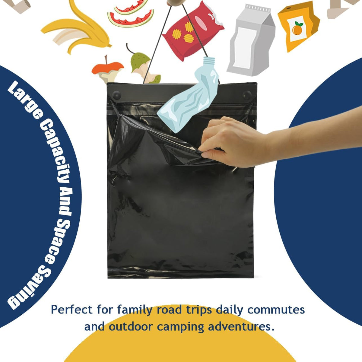 Philbinden 50 Count Car Trash Bags Paste On Leak Proof Disposable Garbage Pouches for Auto Vehicle Office Space Saving