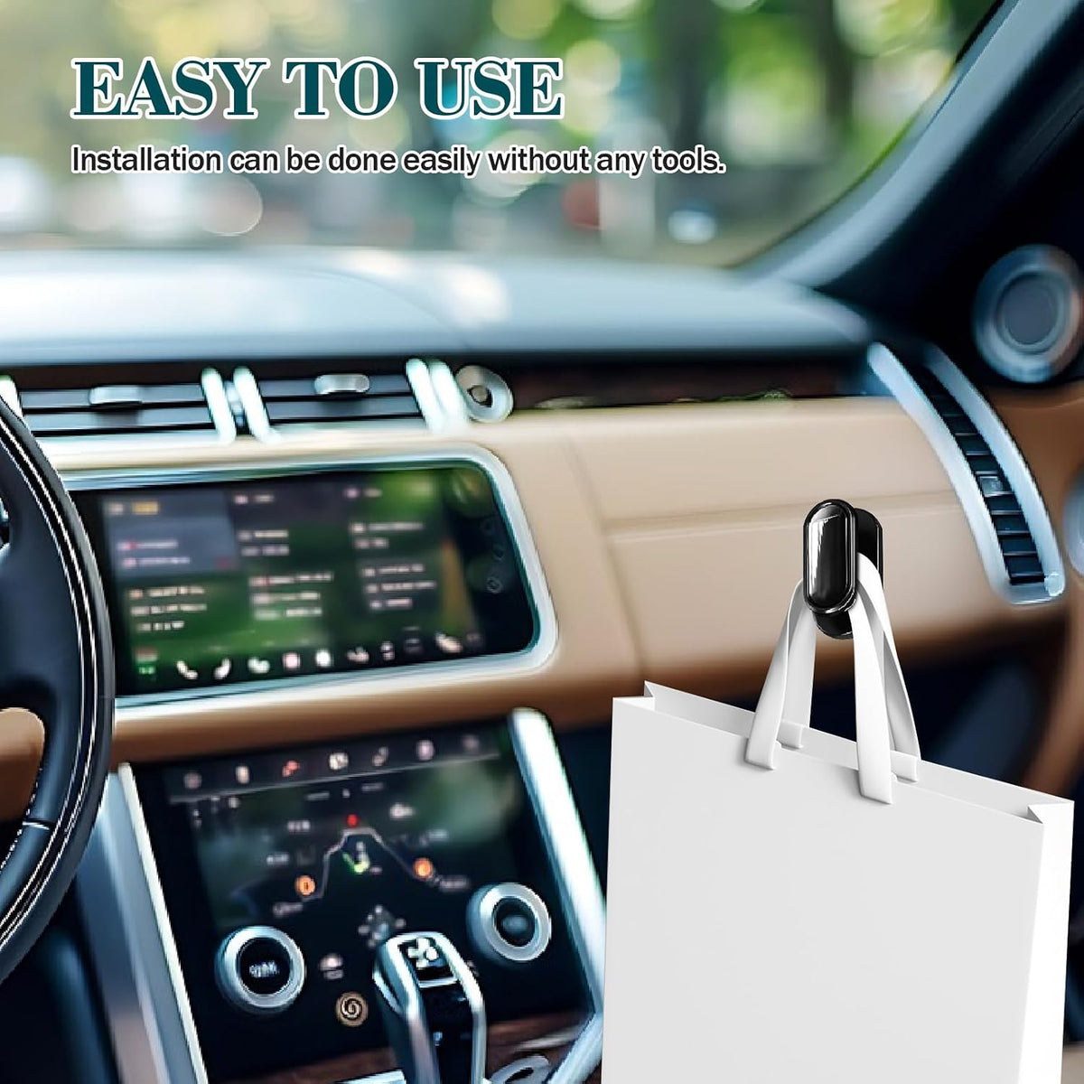 4 PCS Car Mini Hooks, Strong Self-Adhesive Multifunctional Hooks for Car Interior, Hang on Backseat, Dashboard, Holds Keys, Charging Cables, Earphones, Car Interior Accessories (Glossy)