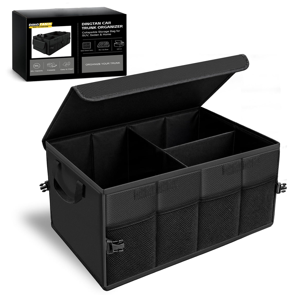 65L Trunk Organizer, Large Foldable Car Organizer for SUV, Jeep, Sedan