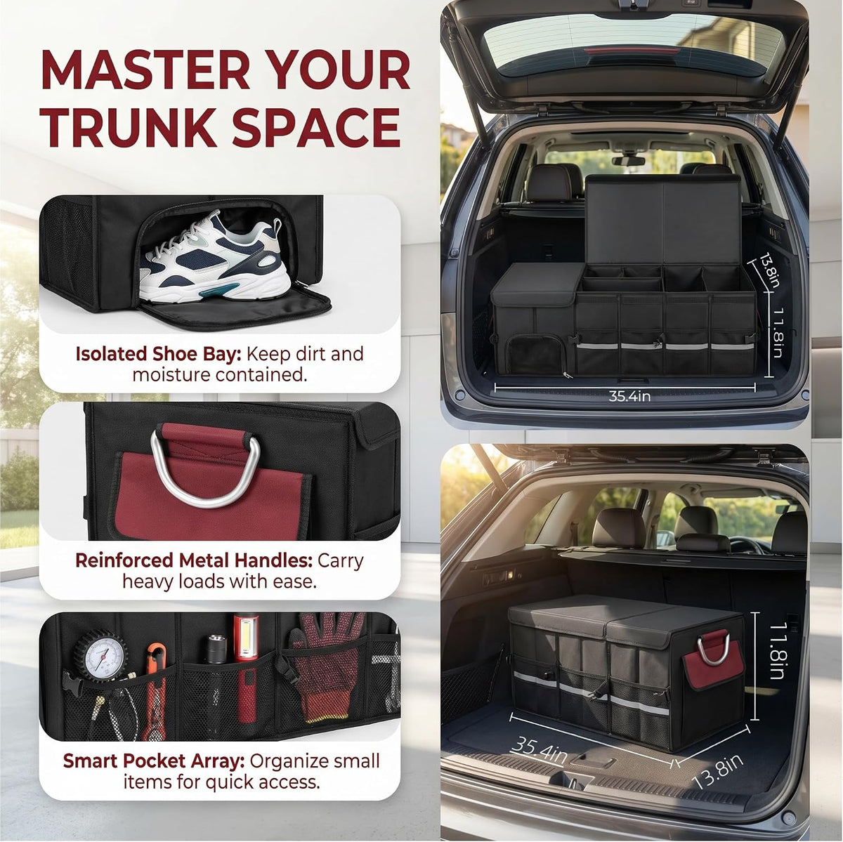 J&J Extra Large Collapsible Trunk Organizer For SUV And Cooler
