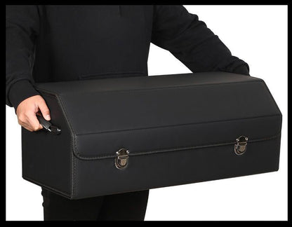 Car Trunk Organizer Leather Storage Box with Lid for Trunk SUV Sedan