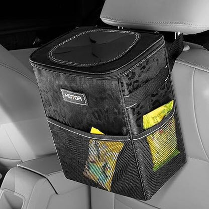 HOTOR Car Trash Can, Leakproof Car Organizer, 3-Gallon, Black
