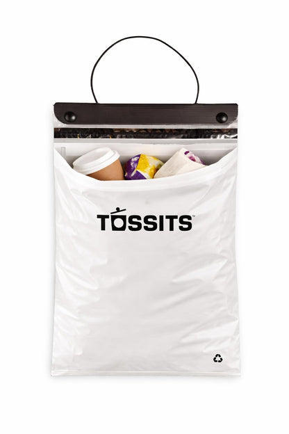 Tossits Disposable Car Trash Bag Hanging (Pink, Set of 7) - Leak-Proof, Smell-Proof Automobile Trash Container, Eco-Friendly, Thick, Large 12x15 Car Trash Bin with Sturdy Header Board