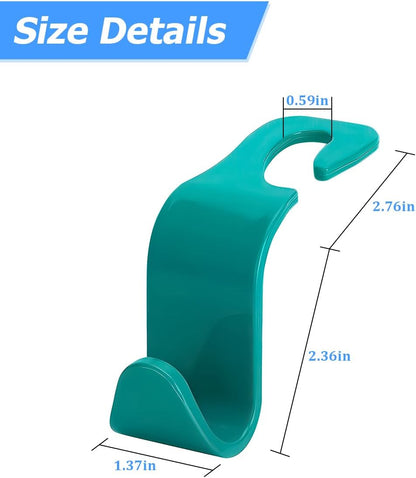 4PCS Car Seat Headrest Hooks for Bags and Coats, Cyan
