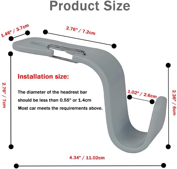 Car Headrest Hooks, 50lbs Load, Durable ABS, 4-Pack Car hooks