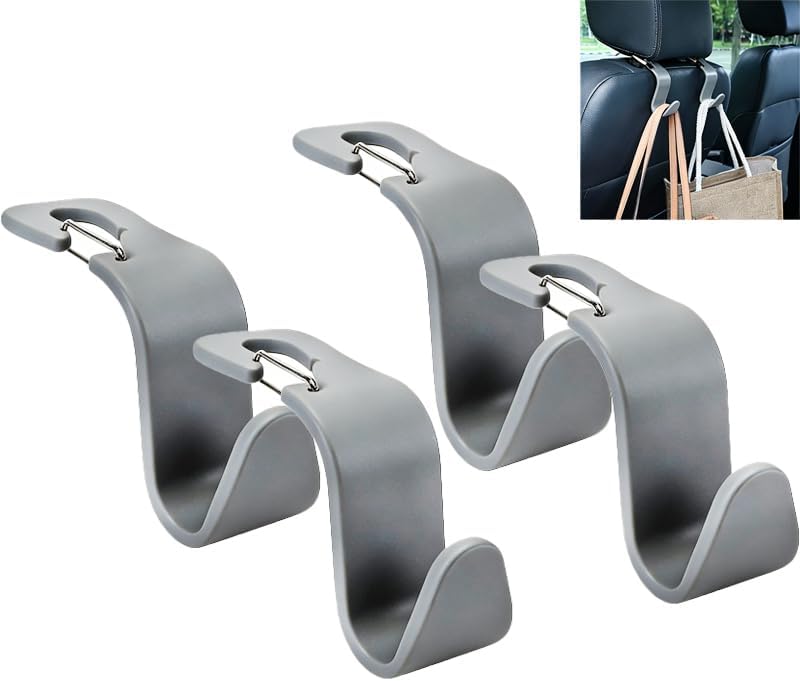 Car Headrest Hooks, 50lbs Load, Durable ABS, 4-Pack Car hooks