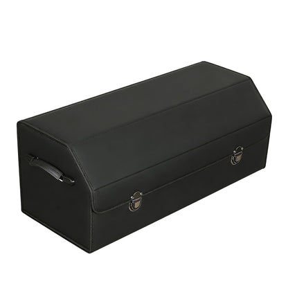 Car Trunk Organizer Leather Storage Box with Lid for Trunk SUV Sedan