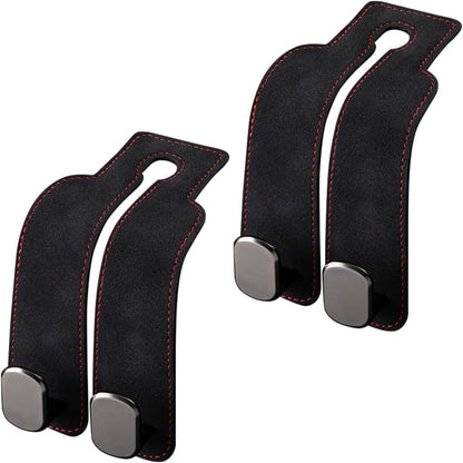Car Seat Headrest Hooks for Purses and Bags - Support Car Headrest Hooks for Purses and Bags Coat, Leather Car Bag Purse Holder with Double Hooks (Brown-2PC)