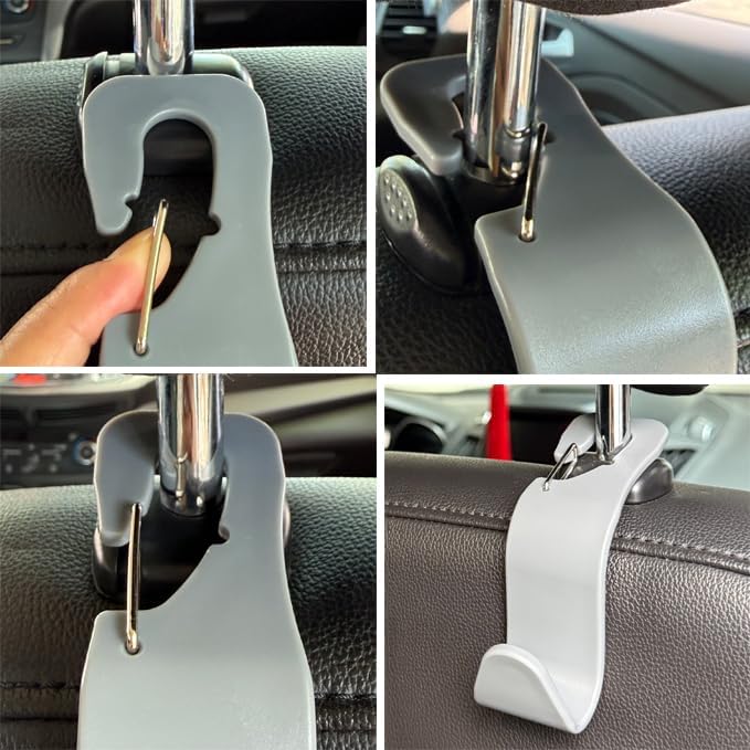 Car Headrest Hooks, 50lbs Load, Durable ABS, 4-Pack Car hooks