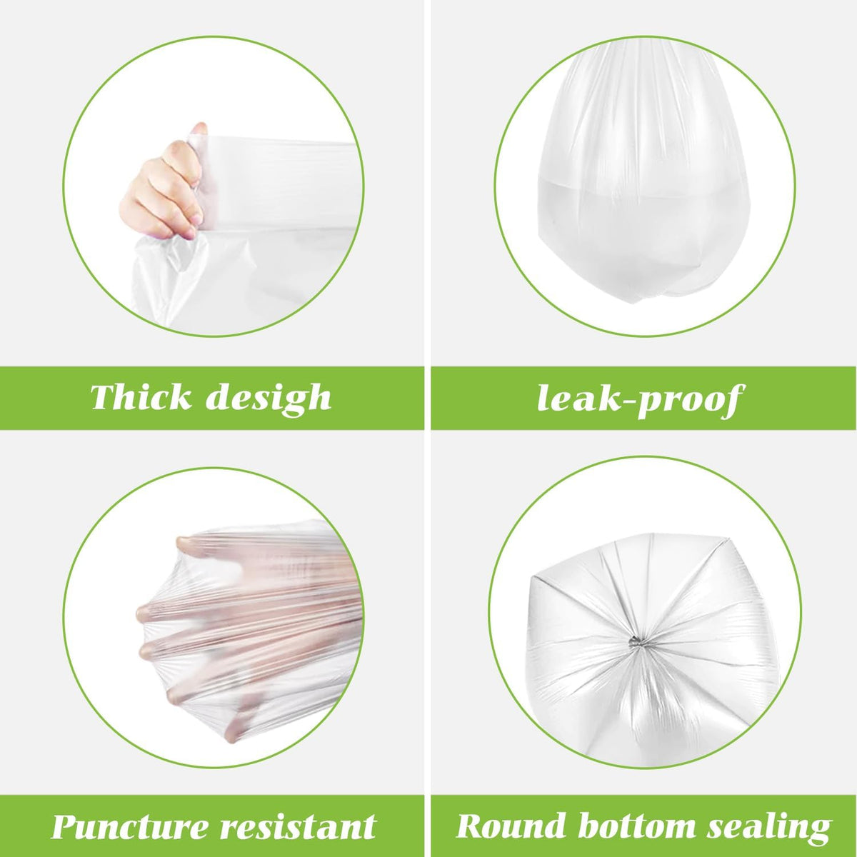 Teivio Mini Clear Trash Bags 0.5 Gallon 276 Count 11"x12" Unscented