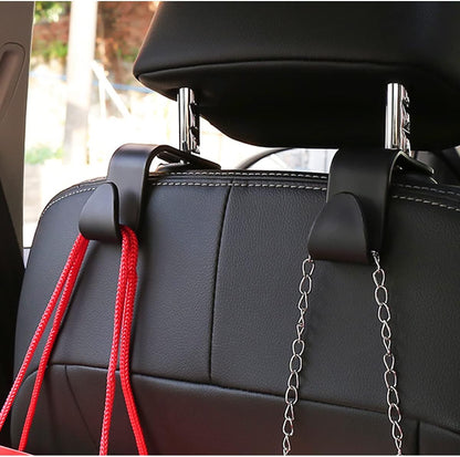 4 Pack Curved Headrest Hooks for Vehicle Seats, Black Style 2