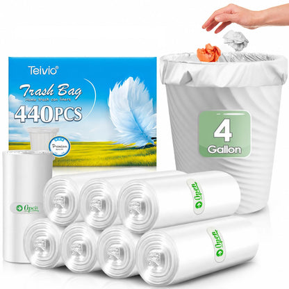 Teivio Mini Clear Trash Bags 0.5 Gallon 276 Count 11"x12" Unscented