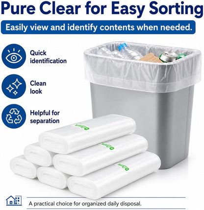 Teivio Small Clear Trash Bags 3 Gallon 150 Count Unscented Garbage Bags
