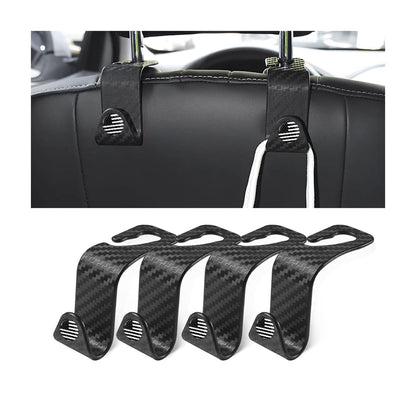 4 Pack Curved Headrest Hooks for Vehicle Seats, Black Style 2