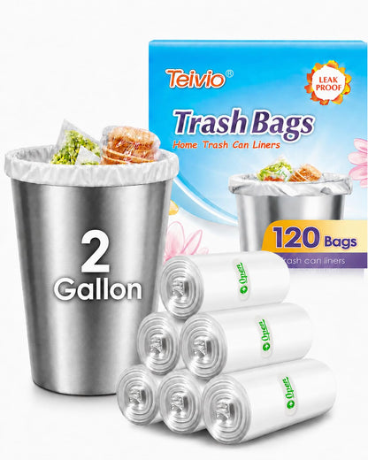 Teivio Small Clear Trash Bags 3 Gallon 150 Count Unscented Garbage Bags