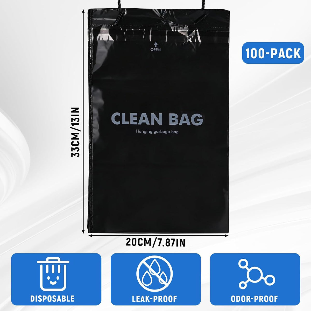 Gosknor 100pcs Disposable Car Trash Bags, Hanging Car Garbage Bags