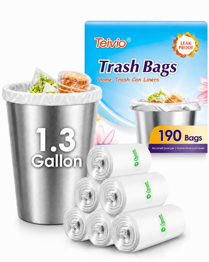 Teivio Mini Clear Trash Bags 0.5 Gallon 276 Count 11"x12" Unscented
