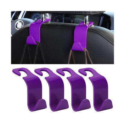 4PCS Car Seat Headrest Hooks for Bags and Coats, Cyan