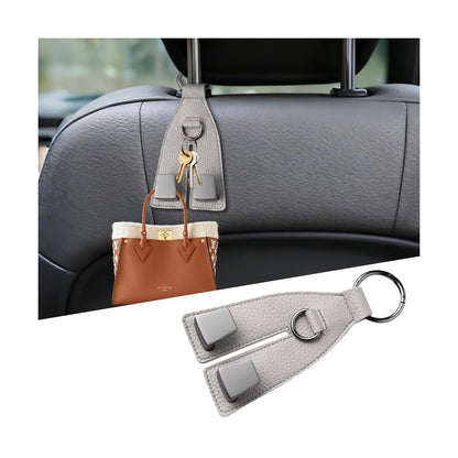 Car Seat Headrest Hooks, Leather Metal Vehicle Seat Back Organizer Storage Double Hook Hanger, Multifunctional Automotive Interior Purse Bag Holder Accessories, Universal Fit (Black)