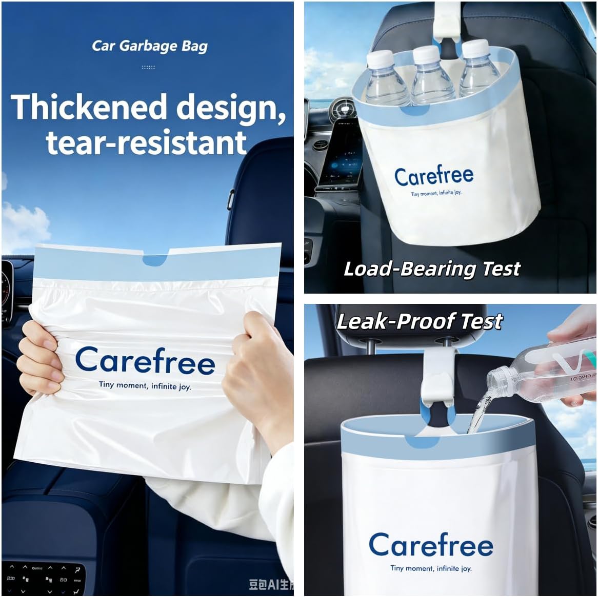 Disposable Car Trash Bags Standable Adhesive Hanging Waste Bags