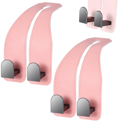 Car Hooks for Headrest, Leather Car Seat Back Storage Organizer Interior Accessories, More Wide & Deep Auto Seat Hook Hangers for Purse Umbrellas Handbag Clothes Coats Grocery Bags (Black-2 Pack)