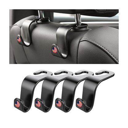 4 Pack Curved Headrest Hooks for Vehicle Seats, Black Style 2