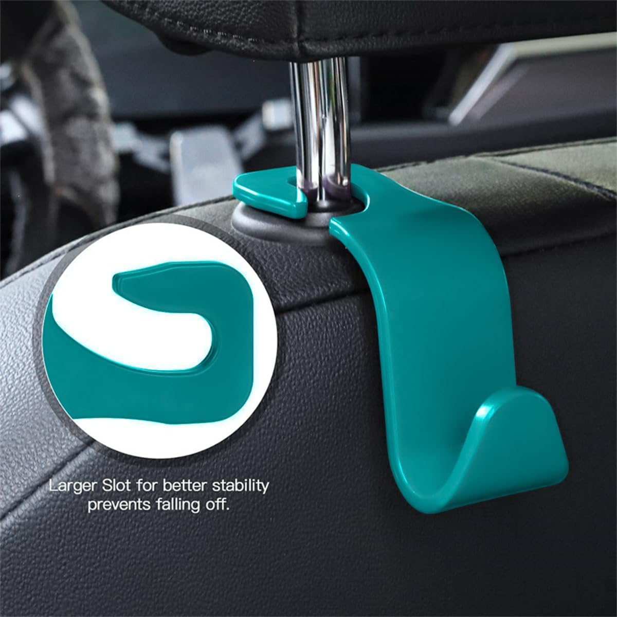 4PCS Car Seat Headrest Hooks for Bags and Coats, Cyan
