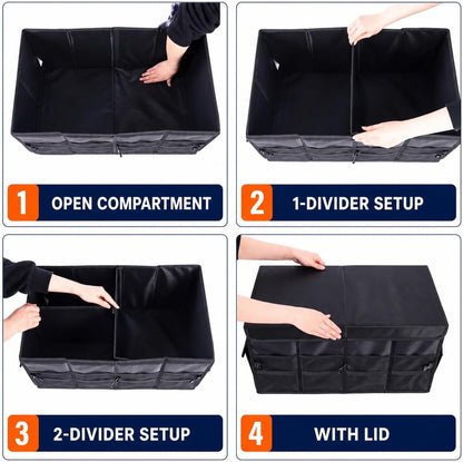 Heavy Duty Car Trunk Organizer with Lid, Collapsible SUV