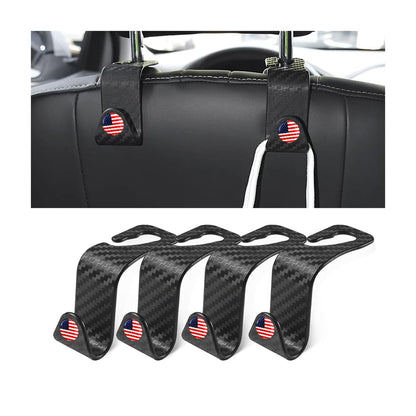 4 Pack Curved Headrest Hooks for Vehicle Seats, Black Style 2