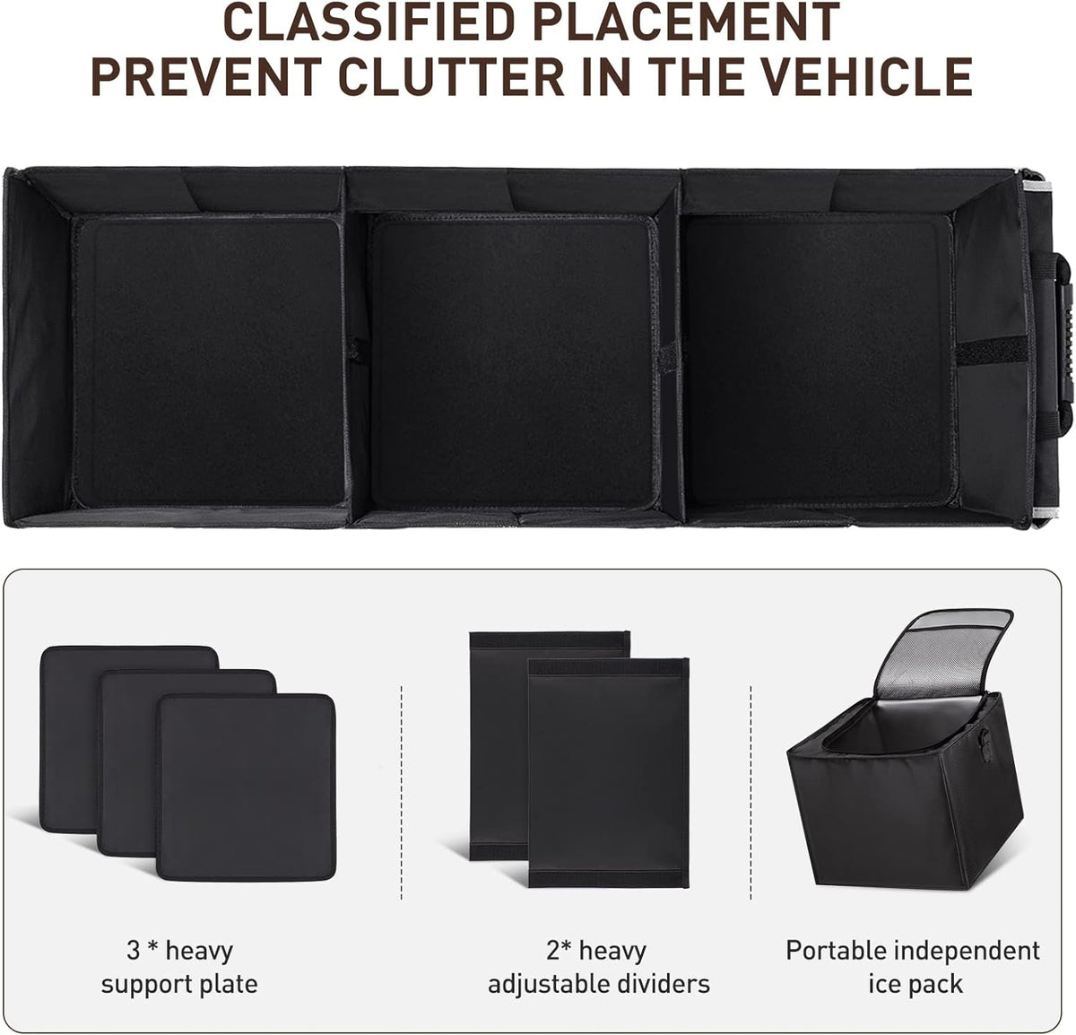HIRALIY 4-in-1 Car Trunk Organizer with Leakproof Cooler Bag