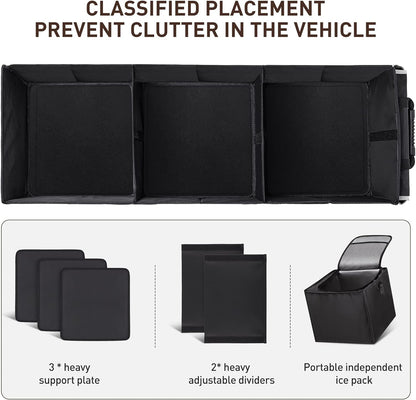 HIRALIY 4-in-1 Car Trunk Organizer with Leakproof Cooler Bag