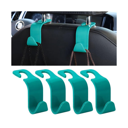 4PCS Car Seat Headrest Hooks for Bags and Coats, Cyan