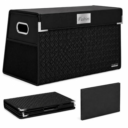 Car Trunk Organizer with Lid, Foldable Storage Box, Black