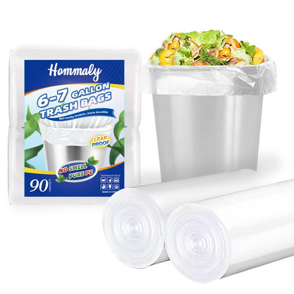 Hommaly 2 Gallon (1.8-2 Gal)120 pcs Small Clear Trash Bags, Strong 1.8 Gallon Garbage Bags, Bathroom Trash Can Bin Liners Unscented, Mini Plastic Bags for Office, Waste Basket Liner,Fit 6,7,8 Liters