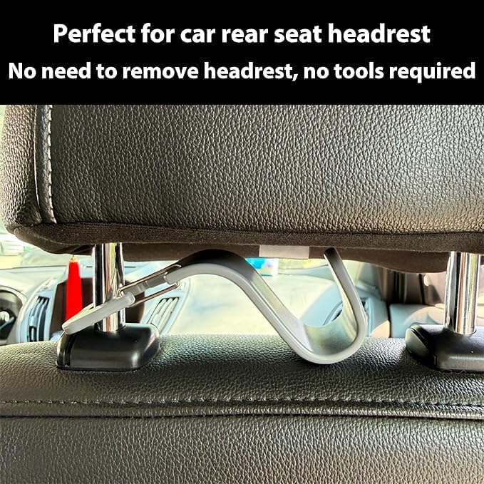Car Headrest Hooks, 50lbs Load, Durable ABS, 4-Pack Car hooks