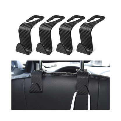 4 Pack Curved Headrest Hooks for Vehicle Seats, Black Style 2