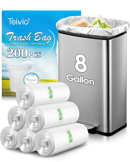 Teivio Small Clear Trash Bags 3 Gallon 150 Count Unscented Garbage Bags