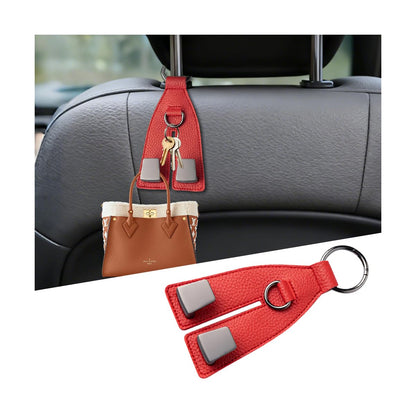 Car Seat Headrest Hooks, Leather Metal Vehicle Seat Back Organizer Storage Double Hook Hanger, Multifunctional Automotive Interior Purse Bag Holder Accessories, Universal Fit (Black)