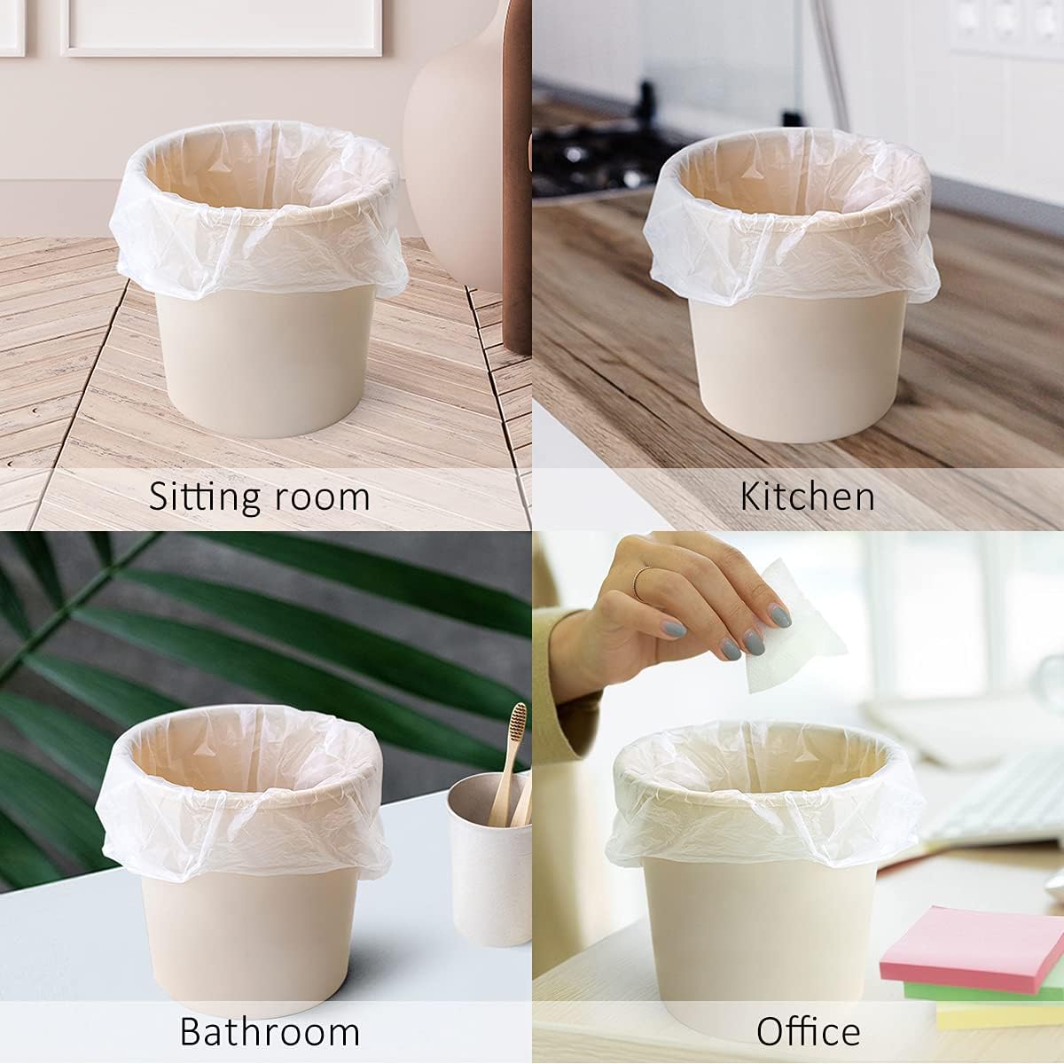 Teivio Mini Clear Trash Bags 0.5 Gallon 276 Count 11"x12" Unscented