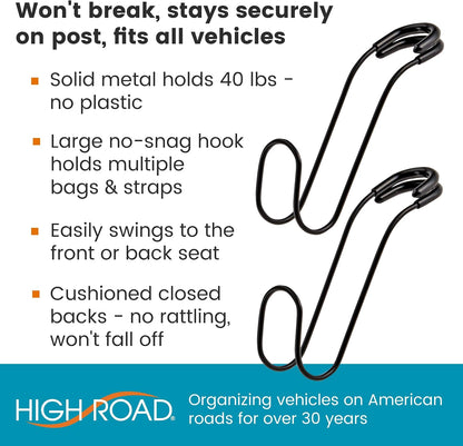 High Road Metal Car Hooks for Large Purse Straps and Heavy Bags