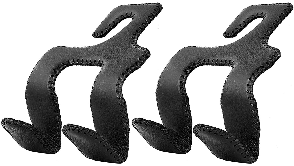 2 in 1 Car Headrest Hooks for Purses and Bags, Upgraded Leather Organizer Storage Holder Hooks Matching Cars Interior, 1-Pack, Gray