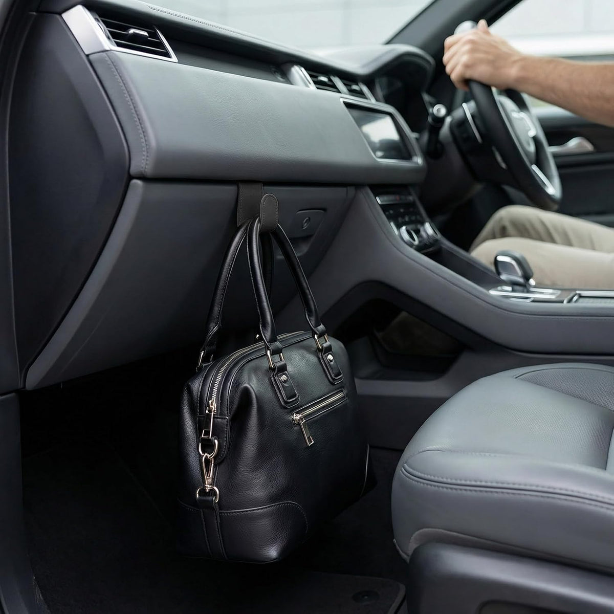 2 PCS Car Co-Pilot Glovebox Hooks, Vehicle Glovebox Storage Hanger Passenger Seat Hanging Hook, Anti-Scratch Auto Glove Box Hanger Interior Organizer for Handbags Purses Umbrellas (Black)