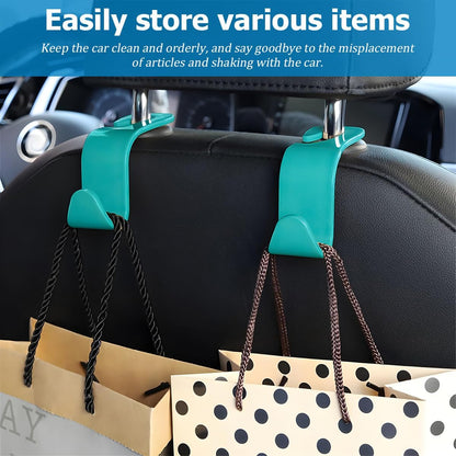 4PCS Car Seat Headrest Hooks for Bags and Coats, Cyan