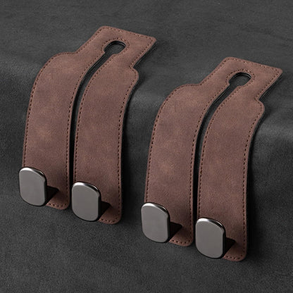 2 Pack Leather Car Headrest Hooks Grey Purse Bag Storage Holders for Car Seats