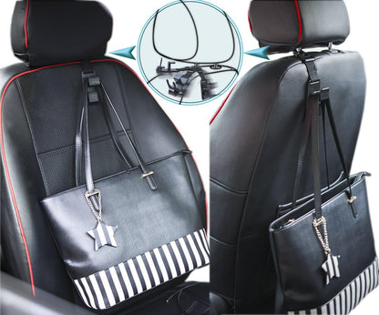 Magic Headrest Hooks for Car, Purse Hanger Headrest Hook Holder for Car Seat Organizer Behind Over the Seat Car Hooks-Hang Purse or Grocery Bags,Black,4Pack