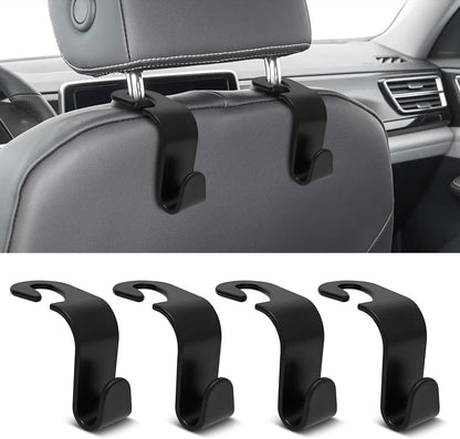 USSDE Car Seat Hooks Vehicle Headrest Back Storage Organizer 4 Pack for Purses Bags backpacks Groceries Hanger Holder - Universal Sturdy Holds 55lbs 360° Rotating (Style A/Black)
