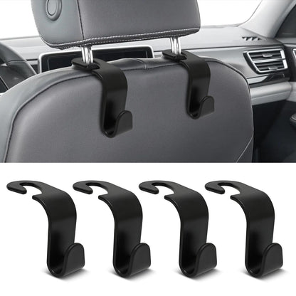 USSDE Car Seat Hooks Vehicle Headrest Back Storage Organizer 4 Pack for Purses Bags backpacks Groceries Hanger Holder - Universal Sturdy Holds 55lbs 360° Rotating (Style A/Black)