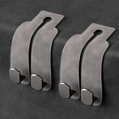 2 Pack Leather Car Headrest Hooks Grey Purse Bag Storage Holders for Car Seats