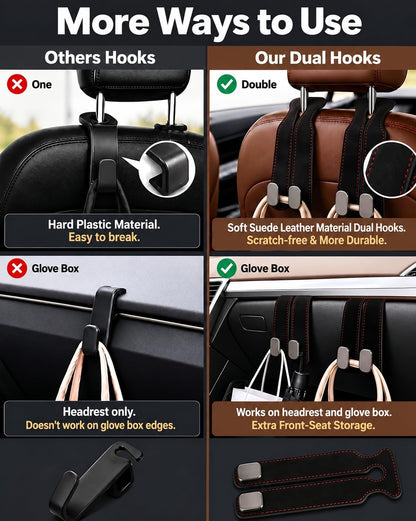 Purse Hook for Car, Headrest or Glove Box Use, Black 2 Pack