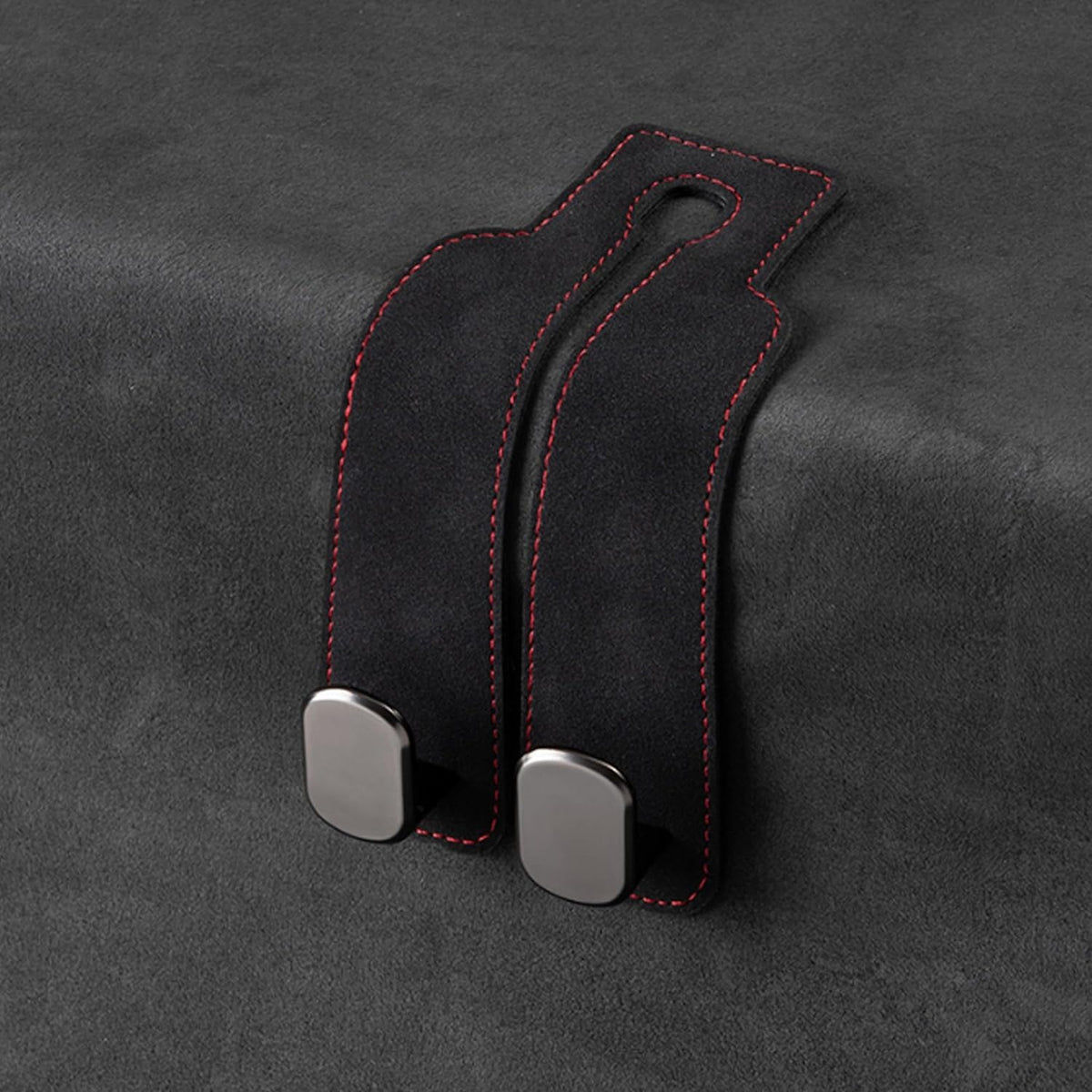 2 Pack Leather Car Headrest Hooks Grey Purse Bag Storage Holders for Car Seats